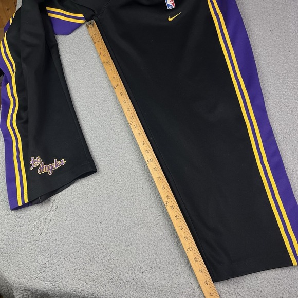 Nike Team Los Angeles Lakers Pants Size L Warm-up 61 Retro Black Ankle Button - Picture 14 of 16